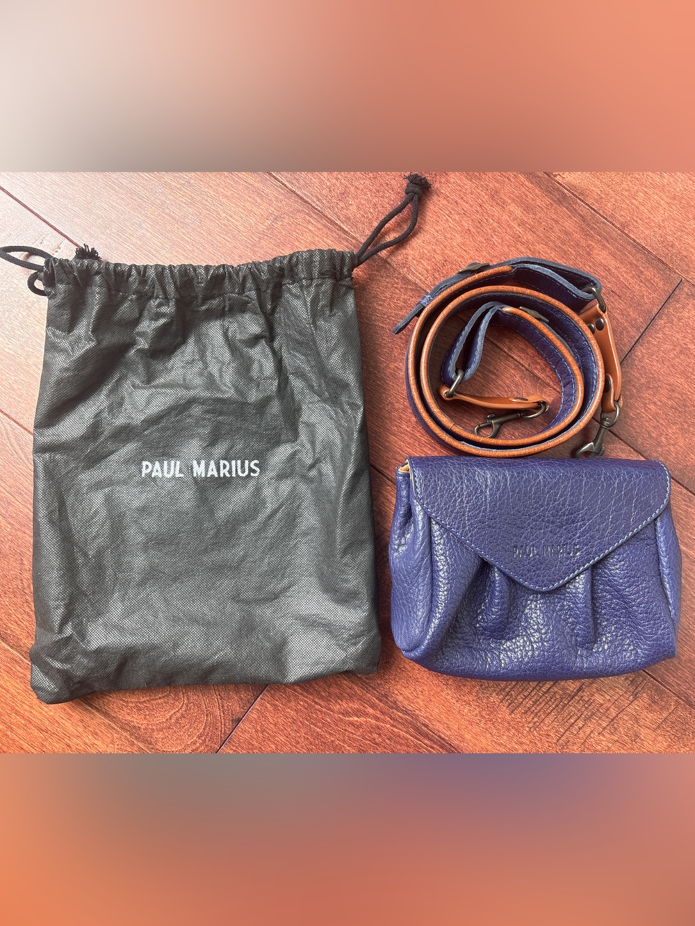 Paul Marius Paris Suzon Crossbody Clutch Pouch Purple-Blue detachable strap